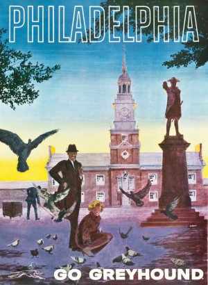 Greyhound Bus Travel Poster for Philadelphia